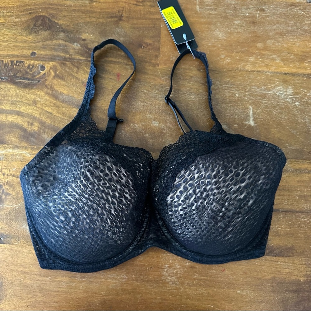Natori Beyond 722286 Black/Cafe Textured Underwire Bra‎ 32G NWT